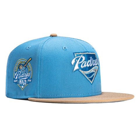 New Era 59Fifty Santorini San Diego Padres 40th Anniversary Patch Logo Hat - Light Blue, Tan