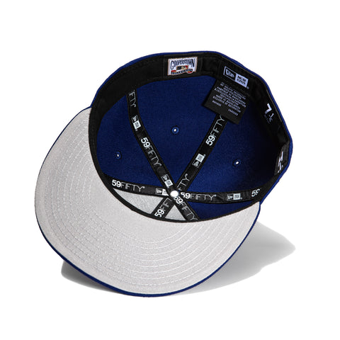 New Era 59Fifty Tennis Los Angeles Dodgers 50th Anniversary Patch Logo Hat - Royal, Neon Yellow