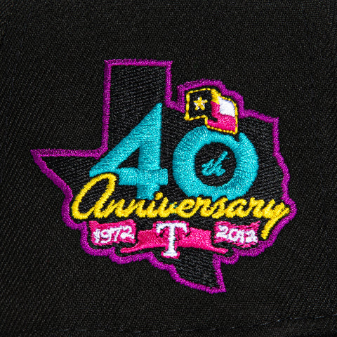 New Era 59Fifty Texas Rangers 40th Anniversary Patch Jersey Hat - Black, Neon Yellow, Teal, Magenta