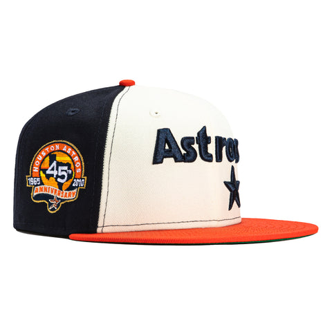 New Era 59Fifty Houston Astros 45th Anniversary Patch Jersey Rail Hat - White, Navy, Orange