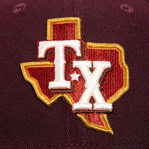 New Era 59Fifty BBQ Texas Rangers 50th Anniversary Patch Logo Hat - Maroon