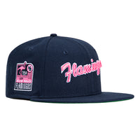 New Era 59Fifty Miami Beach Flamingos Logo Patch Script Hat - Navy, Pink