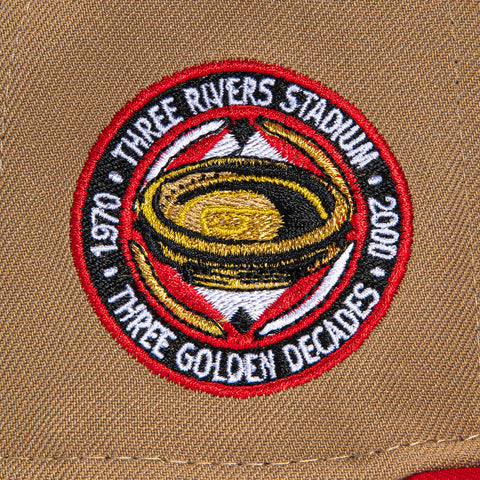 New Era 59Fifty Pittsburgh Pirates Three Rivers Stadium Patch Logo Hat - Khaki, Red