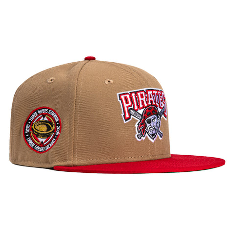 New Era 59Fifty Pittsburgh Pirates Three Rivers Stadium Patch Logo Hat - Khaki, Red