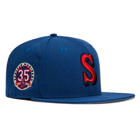 New Era 59Fifty Seattle Mariners 35th Anniversary Patch Hat - Royal, Red, Metallic Silver