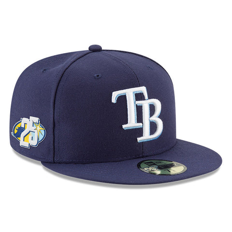 New Era 59Fifty Tampa Bay Rays 25th Anniversary Patch Game Hat - Light Navy