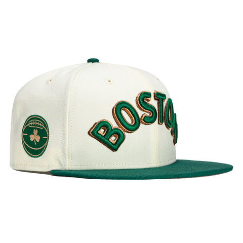 New Era 9Fifty 2023 City Boston Celtics Logo Patch Snapback Hat - White, Green