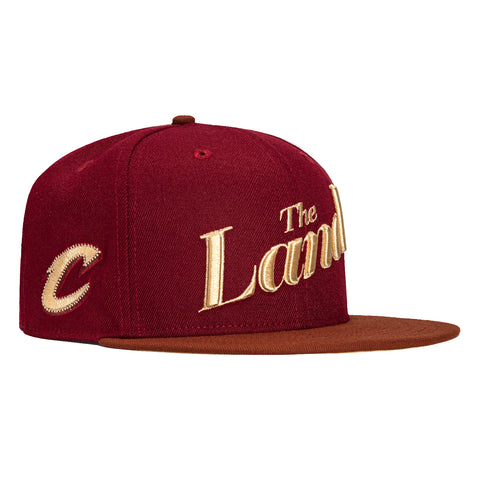 New Era 9Fifty 2023 City Cleveland Cavaliers Logo Patch Snapback Hat - Cardinal, Brown