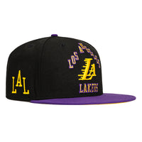 New Era 9Fifty 2023 City Los Angeles Lakers Logo Patch Snapback Hat - Black, Purple