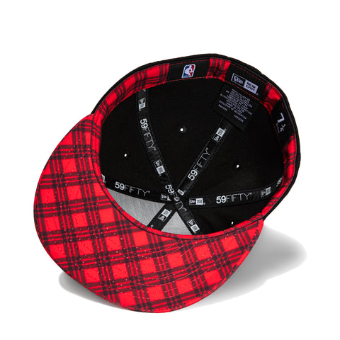New Era 59Fifty 2023 City Portland Trail Blazers Logo Patch Hat - Black, Red Plaid