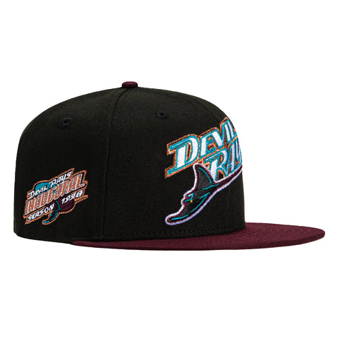 New Era 59Fifty Tampa Bay Rays Inaugural Patch Word Hat - Black, Maroon, Teal