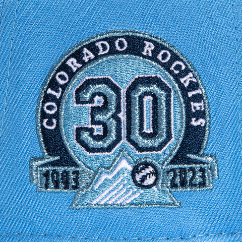 New Era 59Fifty Colorado Rockies 30th Anniversary Patch City Hat - Light Blue, Indigo