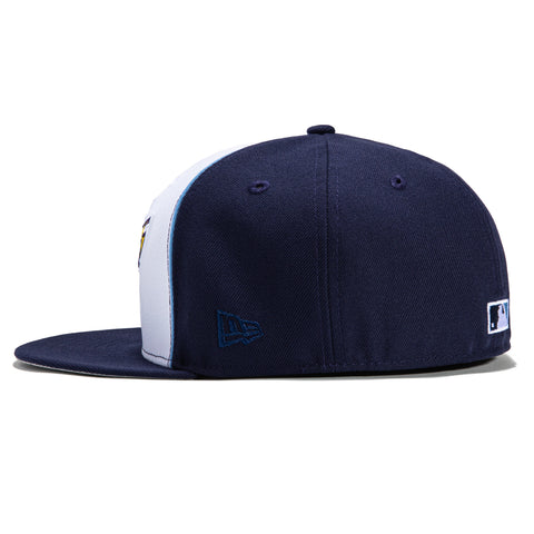 New Era 59Fifty Tampa Bay Rays 25th Anniversary Patch Word Rail Hat - White, Light Navy