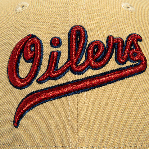 New Era 59Fifty Tulsa Drillers Oilers Logo Patch Script Hat - Tan, Navy, Red