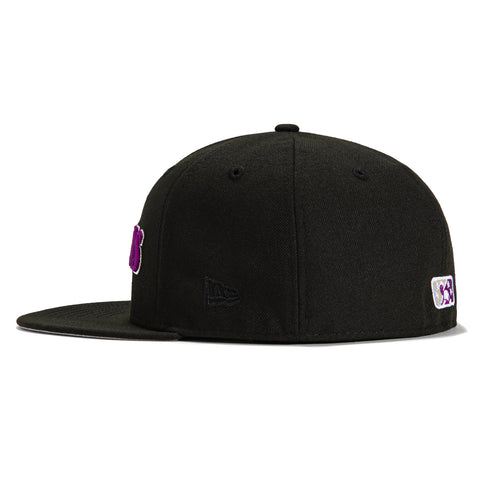 New Era 59Fifty Salinas Spurs Logo Patch Word Hat - Black, Purple, Metallic Silver