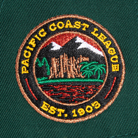 New Era 59Fifty Tacoma Rainiers Pacific Coast League Patch Hat - Green, Black, Red, Metallic Copper