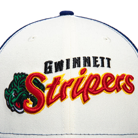 New Era 59Fifty Gwinnett Stripers Logo Patch Trucker Rail Alternate Hat - White, Royal