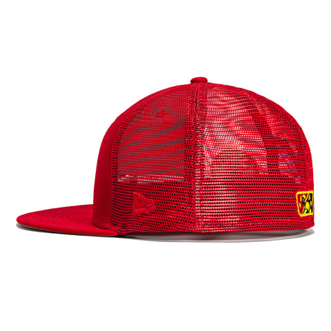 New Era 59Fifty Madison Muskies Salmon Logo Patch Trucker Hat - Red