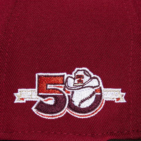 New Era 59Fifty Texas Rangers 50th Anniversary Patch Word Hat - Cardinal, Black