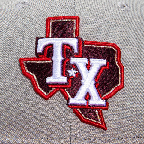 New Era 59Fifty Texas Rangers Final Season Patch Alternate Hat - Grey, Cardinal, Metallic Silver