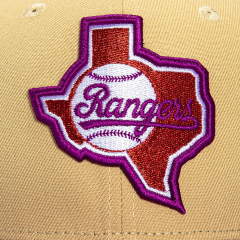New Era 59Fifty Texas Rangers 50th Anniversary Patch Hat - Tan, Purple, Red