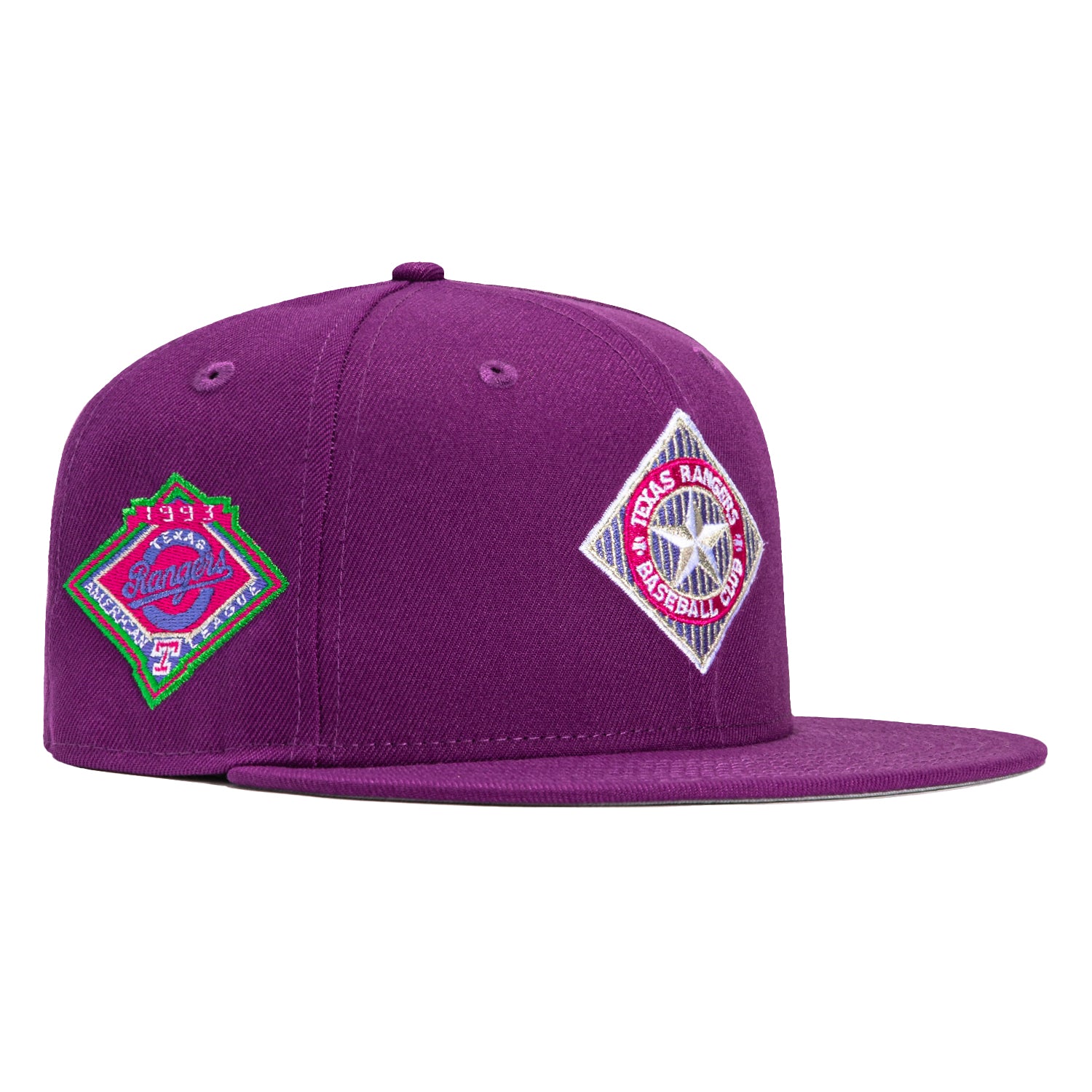 New Era 59Fifty Texas Rangers Stadium Patch Script Hat - Purple, White ...