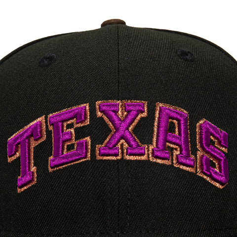 New Era 59Fifty Texas Rangers 40th Anniversary Patch Word Hat - Black, Brown, Magenta, Gold