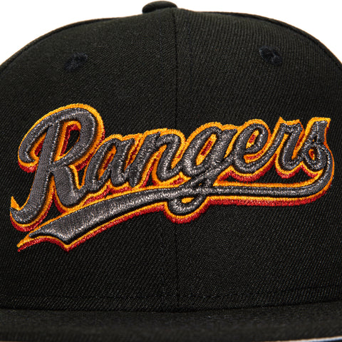 New Era 59Fifty Texas Rangers 50th Anniversary Patch Word Hat - Black, Light Orange, Red