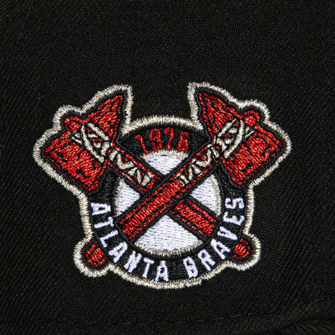 New Era 59Fifty Atlanta Braves 1876 Logo Patch Word Hat - Black, White, Red