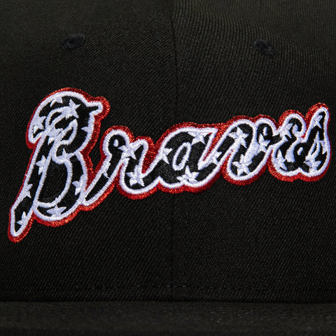New Era 59Fifty Atlanta Braves 1876 Logo Patch Word Hat - Black, White, Red