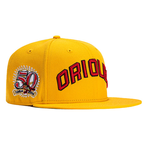 New Era 59Fifty Baltimore Orioles 50th Anniversary Patch Word Hat - Gold, Red