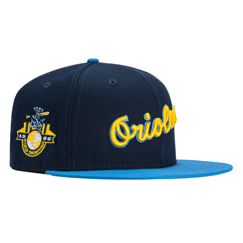 New Era 59Fifty Baltimore Orioles 1966 World Series Champions Patch Word Hat - Navy, Light Blue, Gold