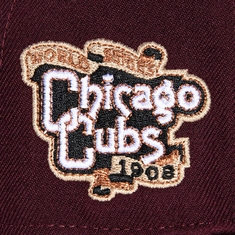 New Era 59Fifty Chicago Cubs 1908 World Series Champions Patch Hat - Maroon