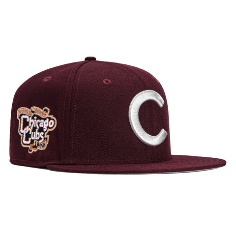 New Era 59Fifty Chicago Cubs 1908 World Series Champions Patch Hat - Maroon
