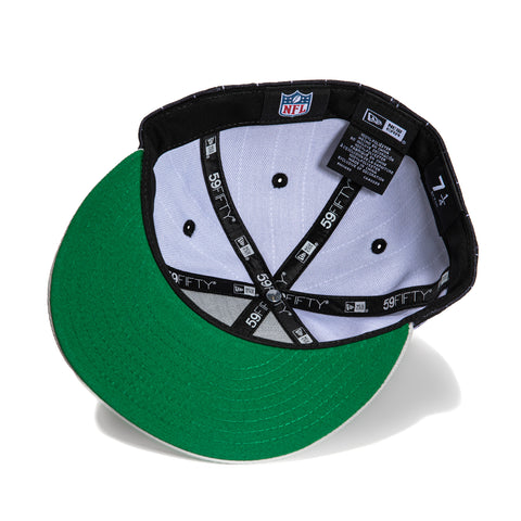 New Era 59Fifty Las Vegas Raiders Logo Patch Script Pinstripe Hat - Black, Grey