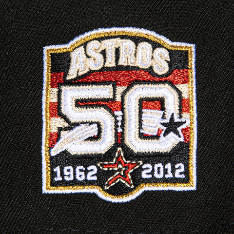 New Era 59Fifty Houston Astros 50th Anniversary Patch Word Hat - Black, Brick