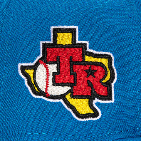 New Era 59Fifty Texas Rangers Logo Patch Word Hat - Light Blue, Red