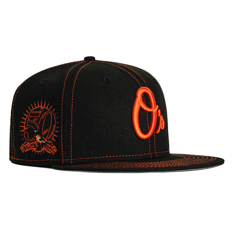 New Era 59Fifty Contrast Stitch Baltimore Orioles 50th Anniversary Patch Hat - Black