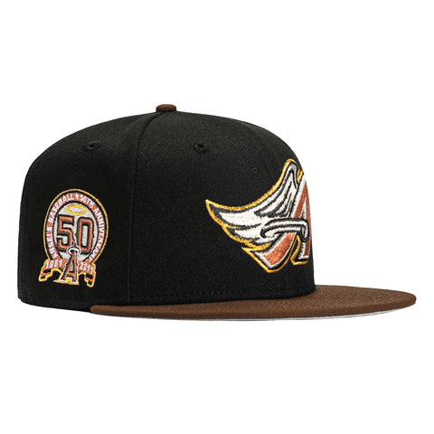 New Era 59Fifty Rushmore Los Angeles Angels 50th Anniversary Patch Hat - Black, Brown
