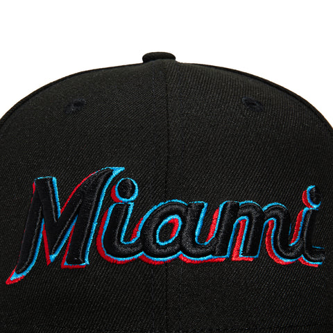 New Era 59Fifty Miami Marlins 30th Anniversary Patch Word Hat - Black, Neon Blue, Red