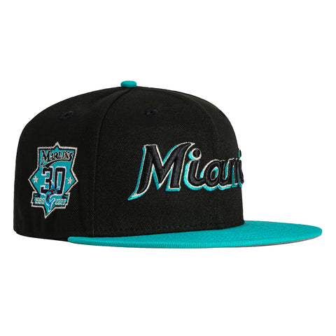 New Era 59Fifty Miami Marlins 30th Anniversary Patch Word Hat - Black