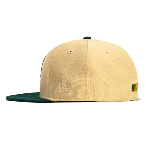 New Era 59Fifty Oakland Athletics 1973 World Series Patch Charlie O Hat - Tan, Green