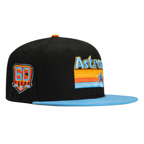 New Era 59Fifty Houston Astros 60th Anniversary Patch BP Hat - Black, Light Blue, Light Orange