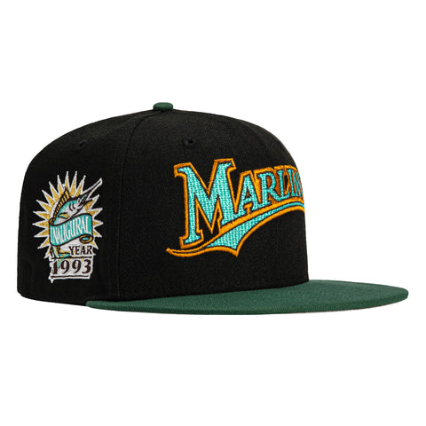 New Era 59Fifty Fields Miami Marlins Inaugural Patch Word Hat - Black, Green