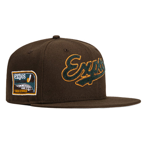 New Era 59Fifty Cord Script Montreal Expos Stadium Patch Word Hat - Brown