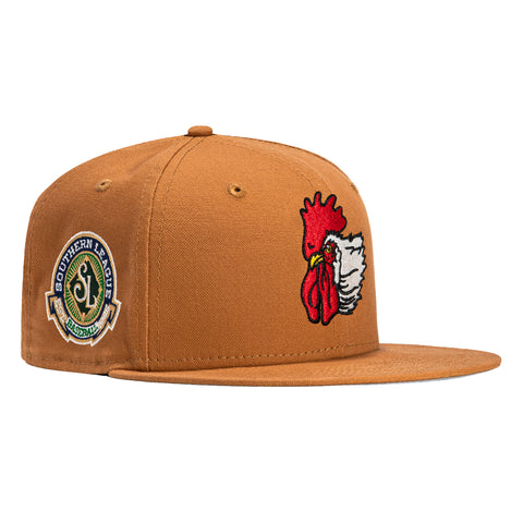 New Era 59Fifty Work Hard Play Hard Port City Roosters Southern League Patch Hat - Khaki