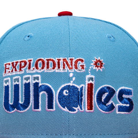 New Era 59Fifty Eugene Emeralds Exploding Whales Word Hat - Light Blue, Red