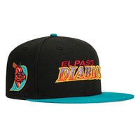 New Era 59Fifty El Paso Diablos Logo Patch Word Hat - Black, Teal