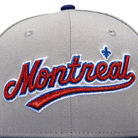 New Era 59Fifty Montreal Expos 125th Anniversary Patch Script Hat - Grey, Royal