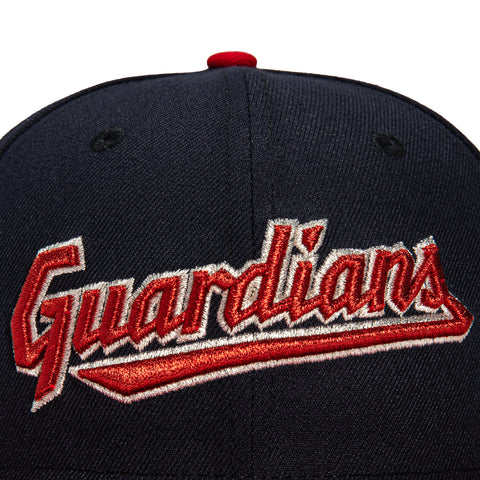 New Era 59Fifty Cleveland Guardians Progressive Field Patch Script Hat - Navy, Red